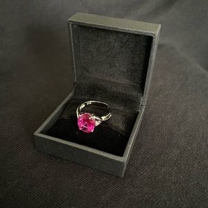 Sterling Silver Simulated Pink Sapphire Ring